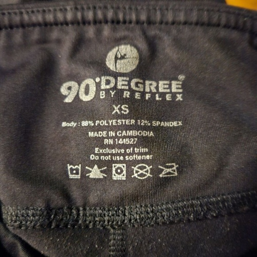 90 Degree by Reflex Womens XS Black High Waist Logo Leggings Performance Pants - Picture 3 of 5